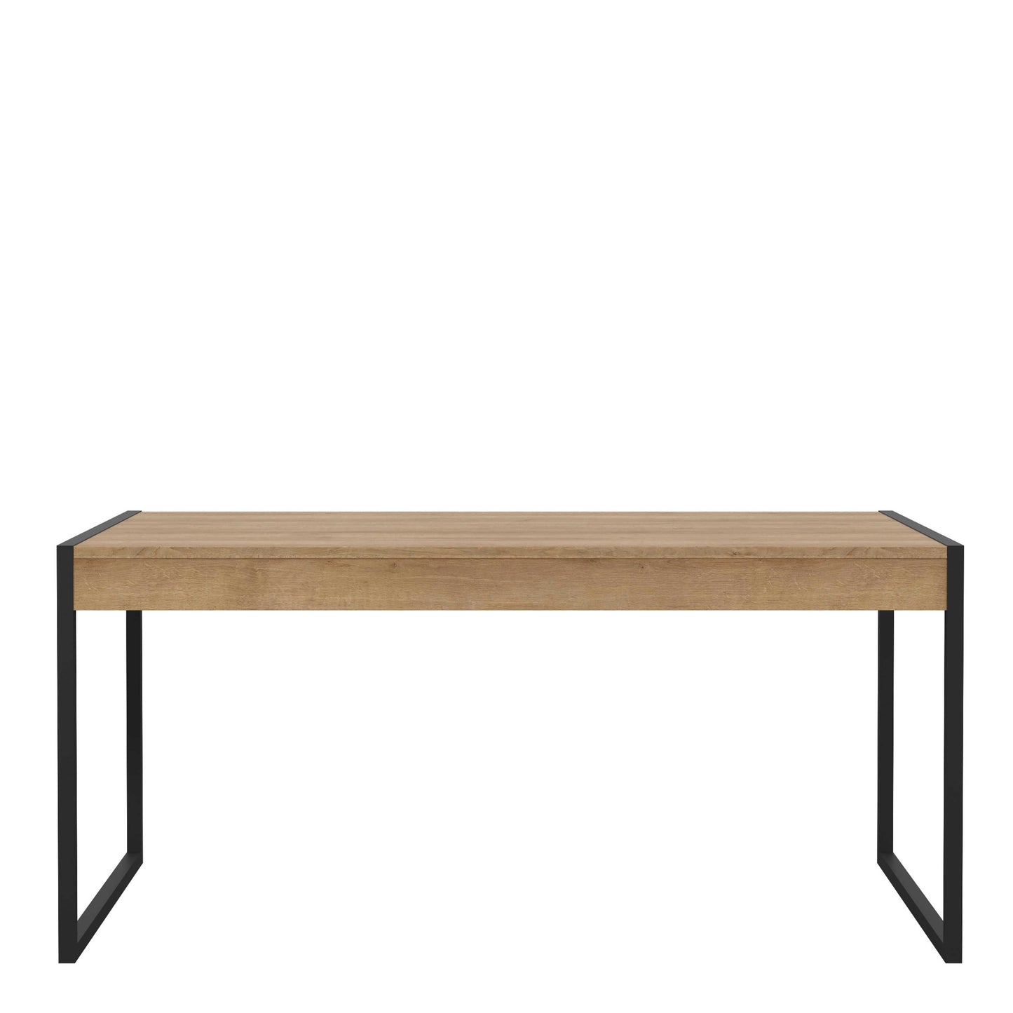 Egtved Black and Natural Oak Wood Effect Dining Table Metal Legs