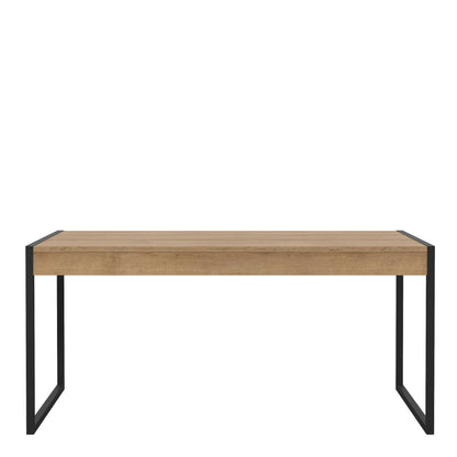 Egtved Black and Natural Oak Wood Effect Dining Table Metal Legs