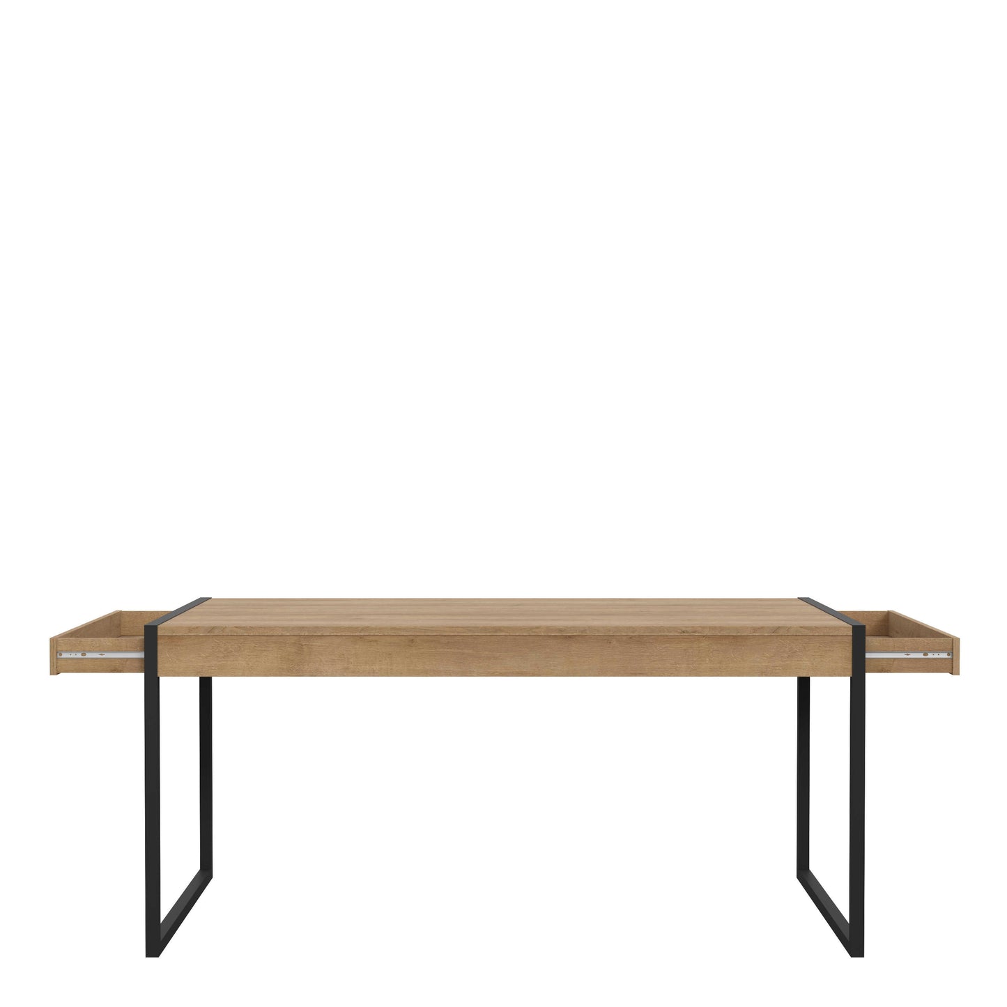 Egtved Black and Natural Oak Wood Effect Dining Table Metal Legs