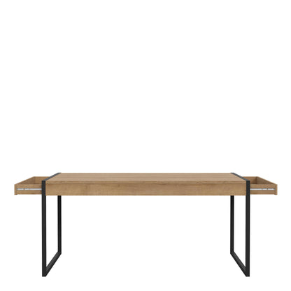 Egtved Black and Natural Oak Wood Effect Dining Table Metal Legs