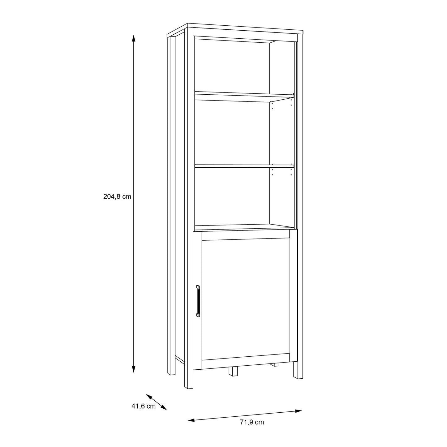 Mossbloom Waterford Oak Shelf Unit 2 Shelves 1 Door