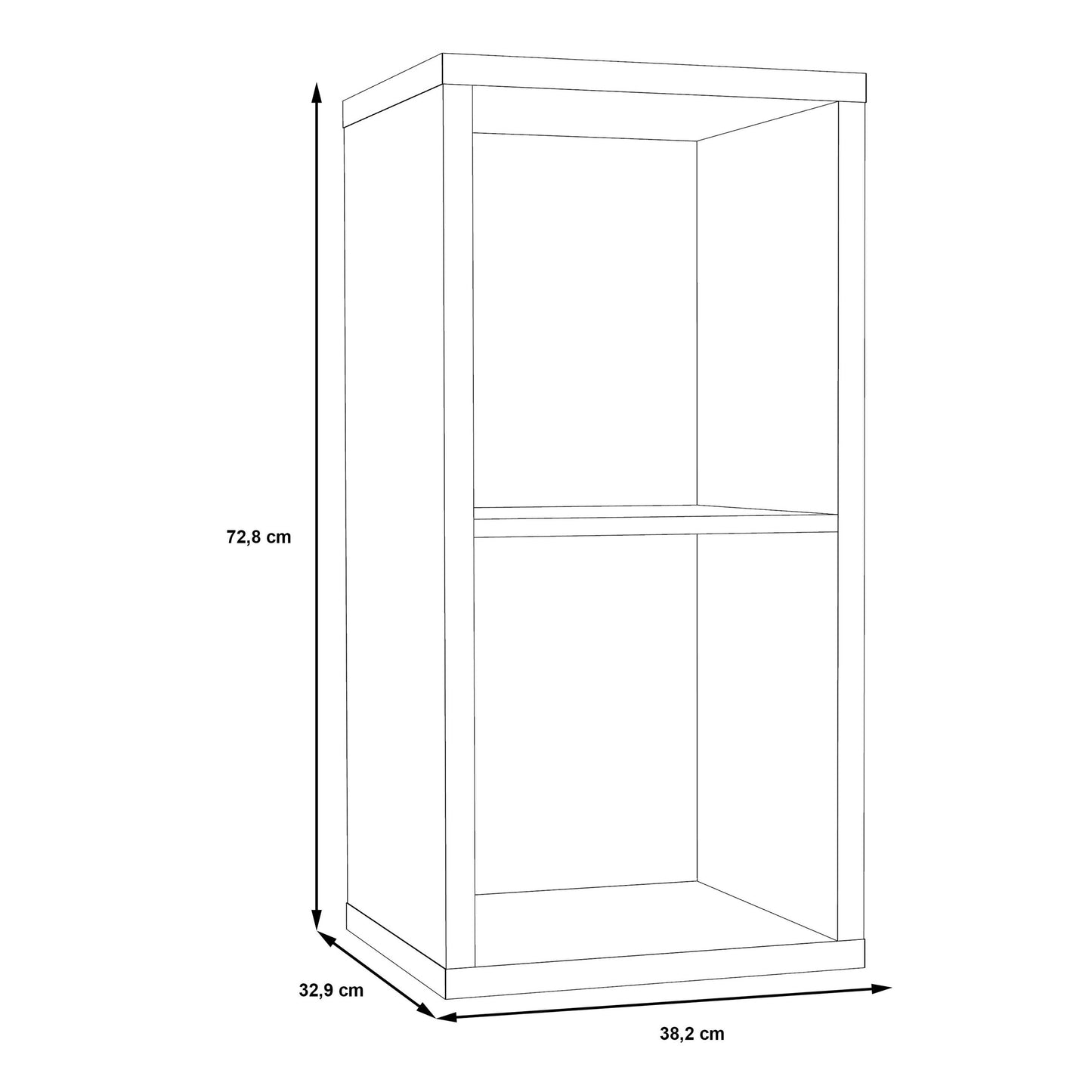 Shanghai Concrete Grey 2x1 Storage Unit 2 Shelves