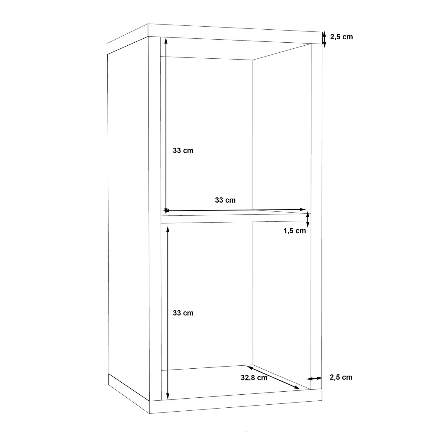 Shanghai Concrete Grey 2x1 Storage Unit 2 Shelves
