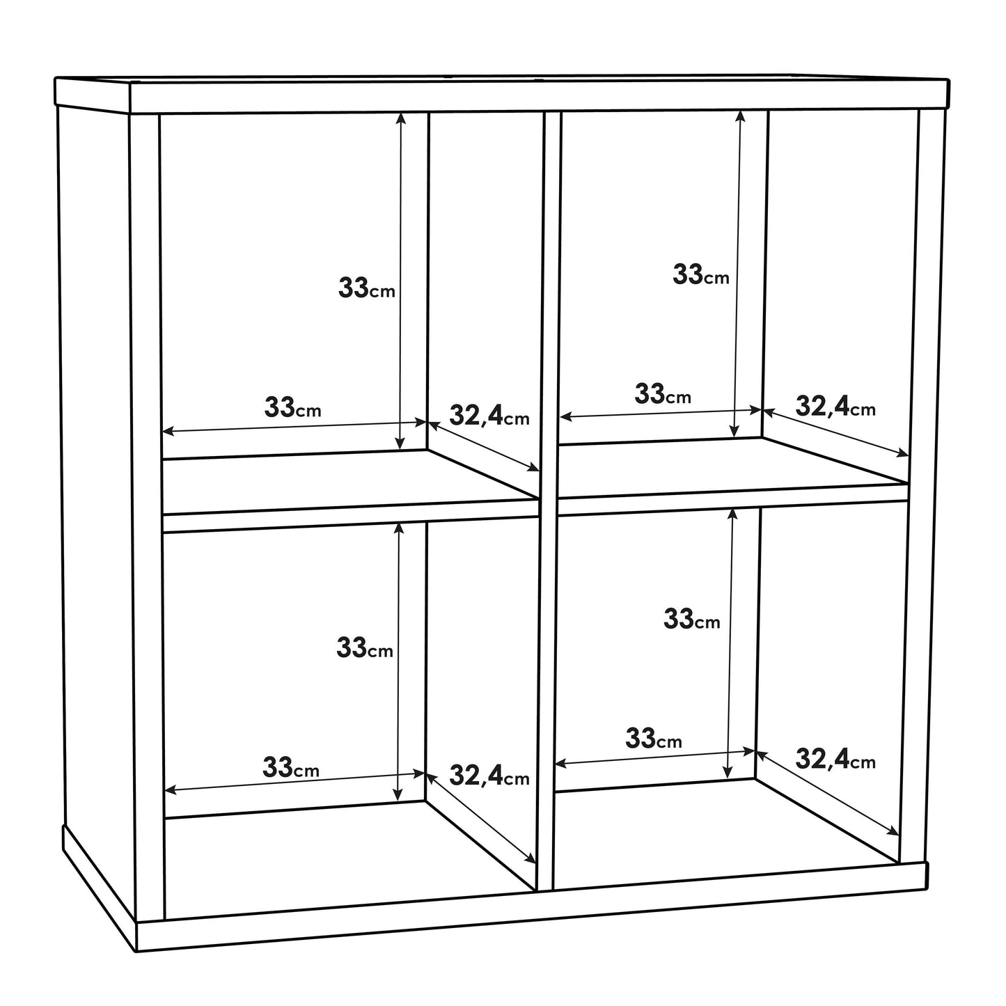 Driftstone Artisan Oak Wood 4 Cube Bookshelf Storage Unit