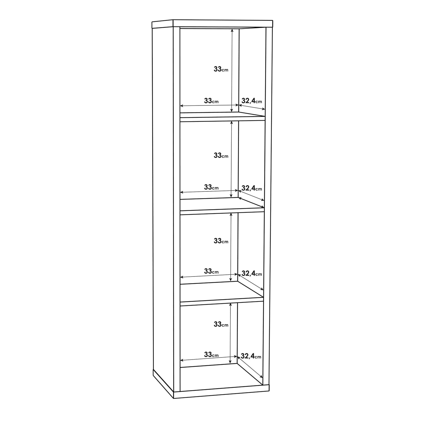 Shanghai Matt White 4x1 Storage Unit 4 Shelves