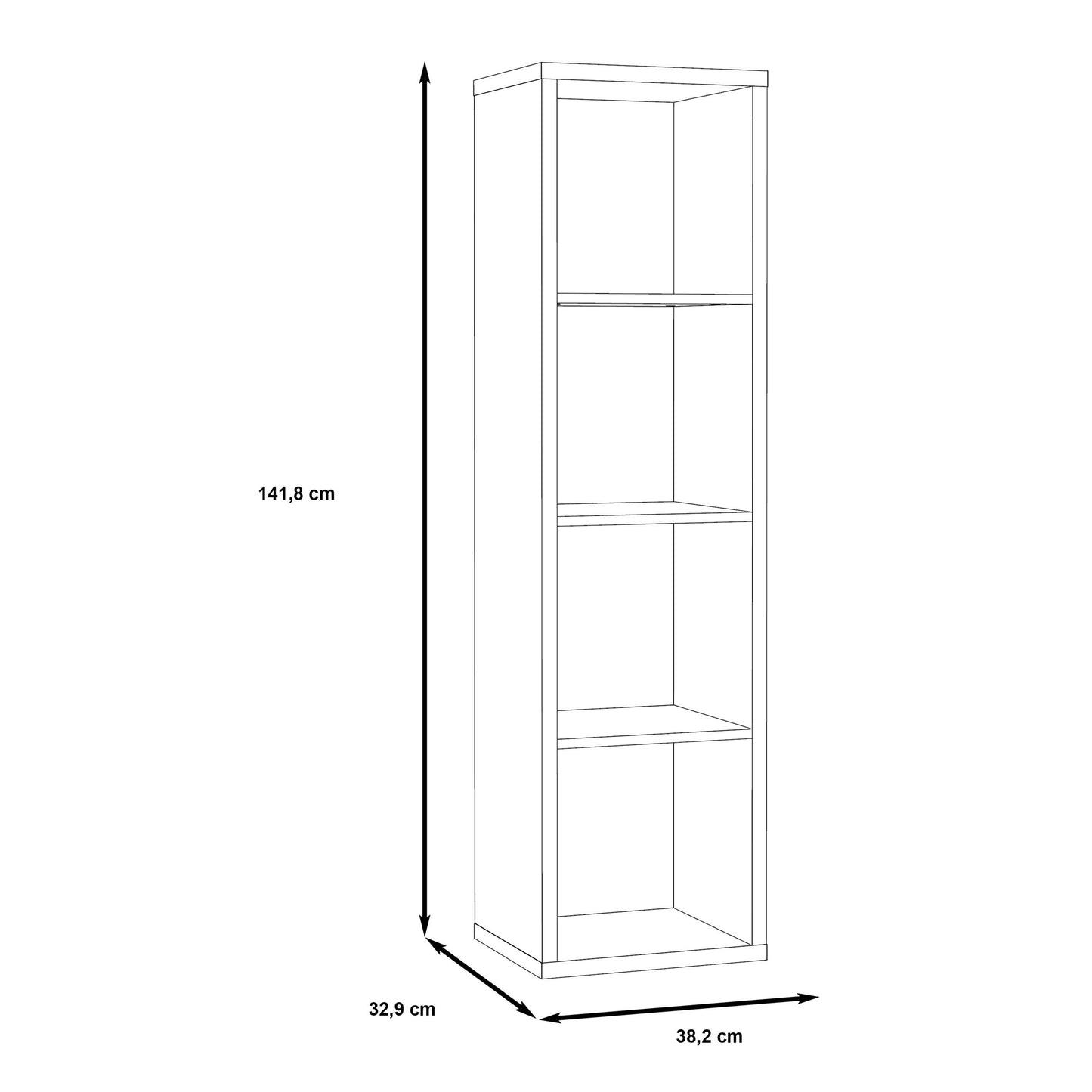 Shanghai Matt Black 4x1 Storage Unit 4 Shelves