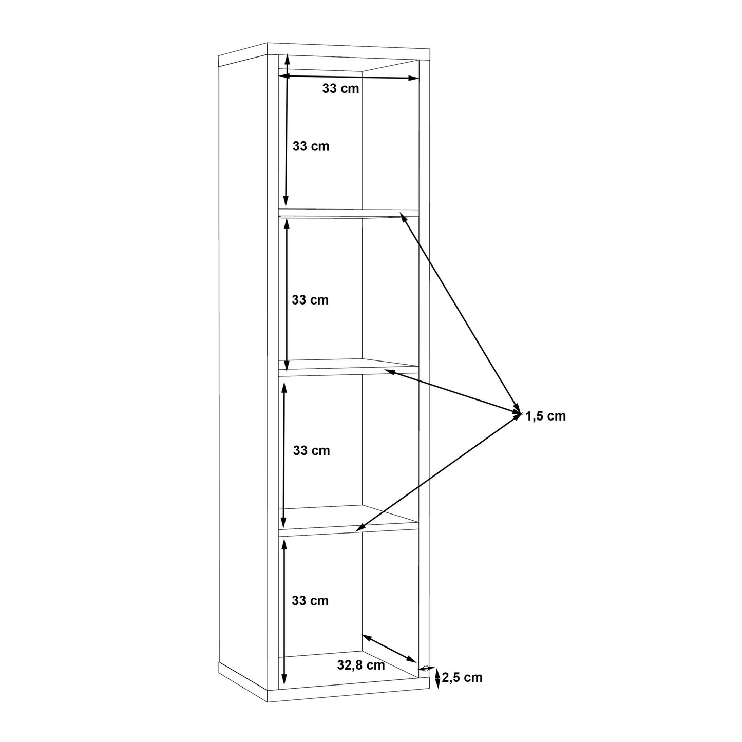 Shanghai Matt Black 4x1 Storage Unit 4 Shelves