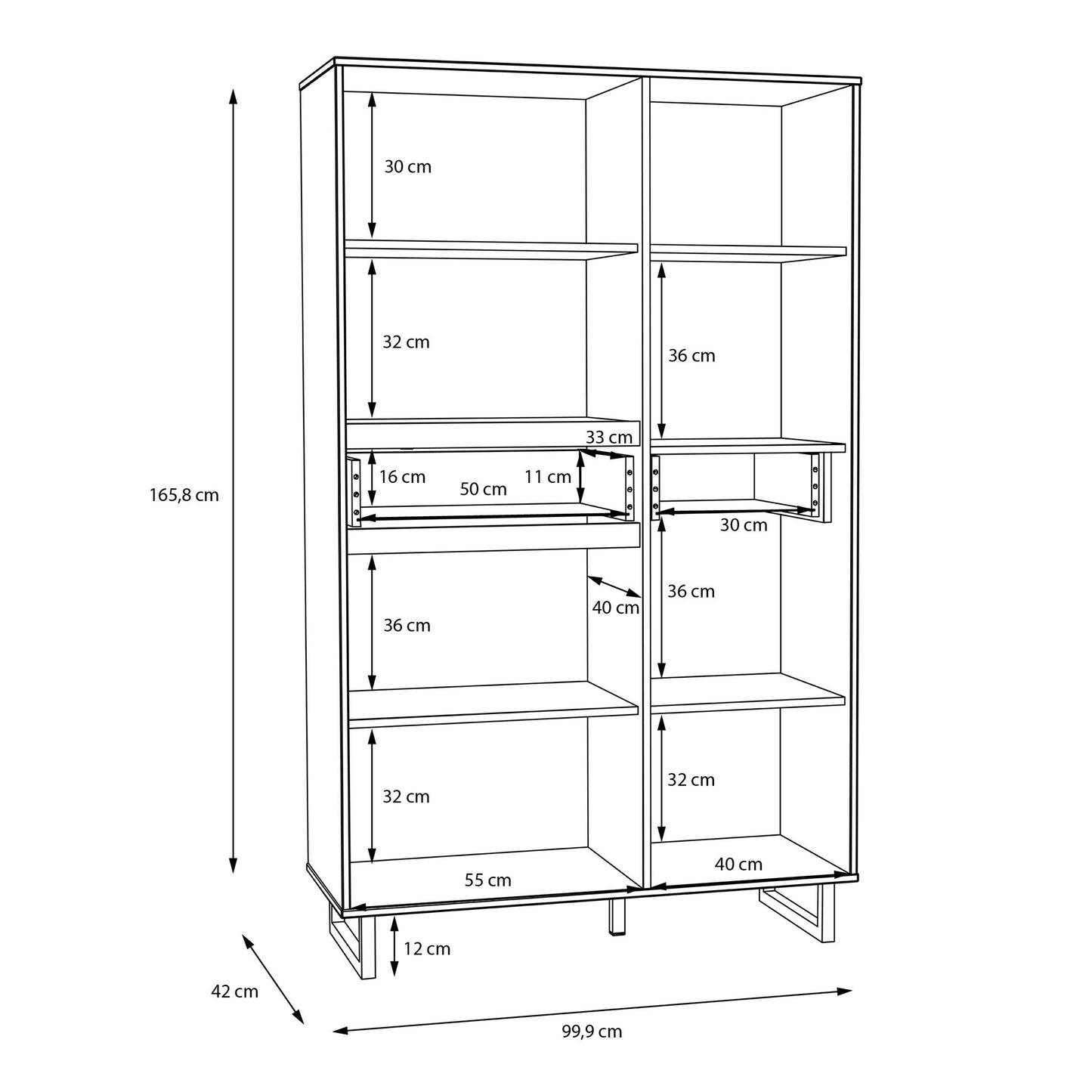 Hanover Natural Oak Effect Wood Cabinet 2 Doors 1 Drawer 8 Shelves Chevron Design