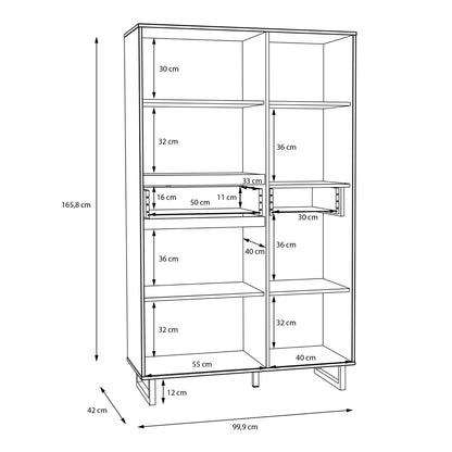 Hanover Natural Oak Effect Wood Cabinet 2 Doors 1 Drawer 8 Shelves Chevron Design