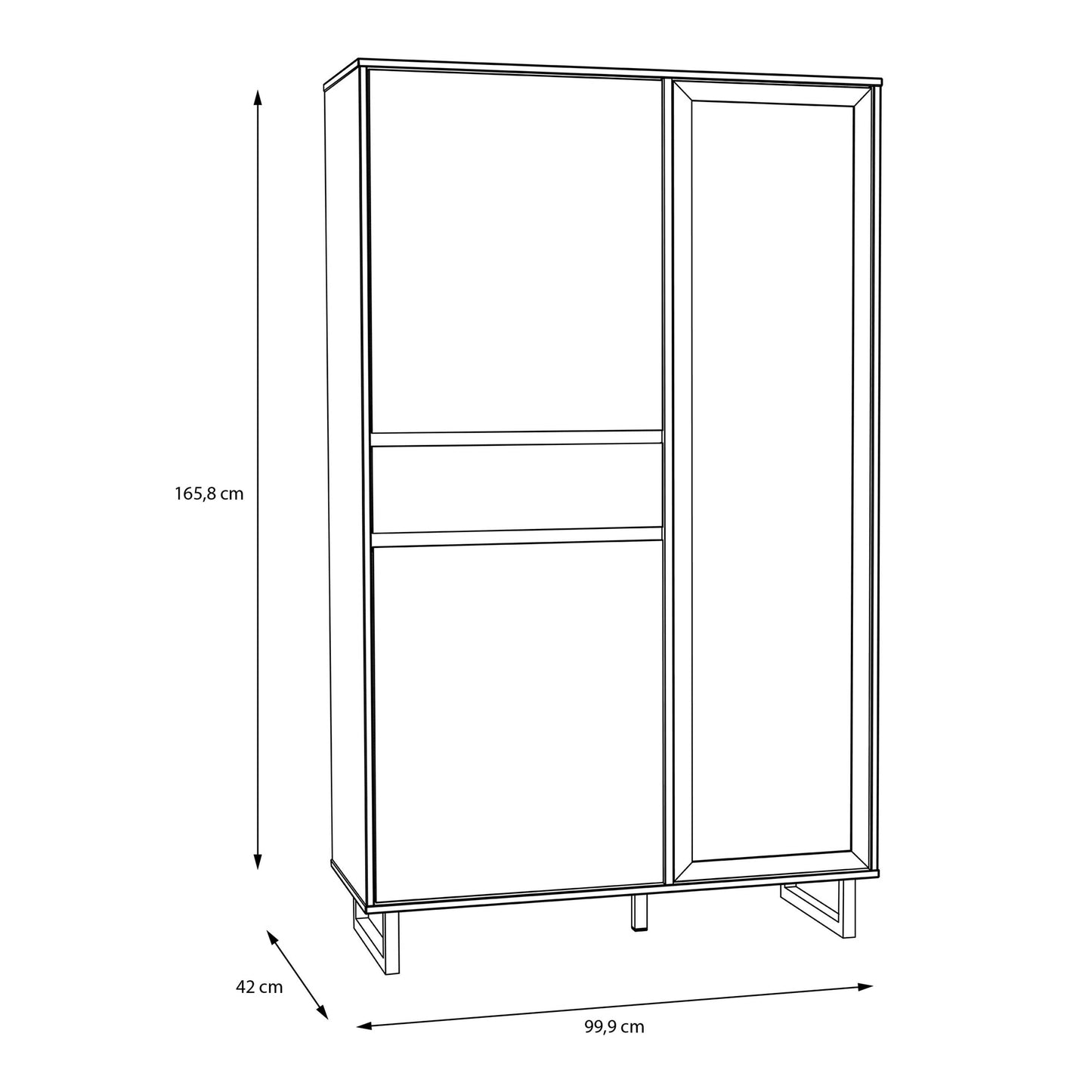 Hanover Natural Oak Effect Wood Cabinet 2 Doors 1 Drawer 8 Shelves Chevron Design
