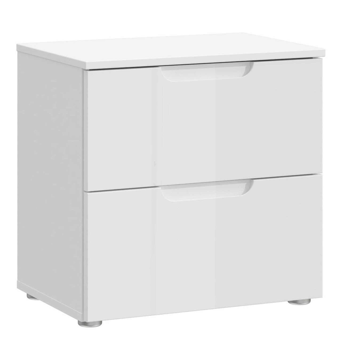 Leipzig White Gloss Bedside Table 2 Drawers