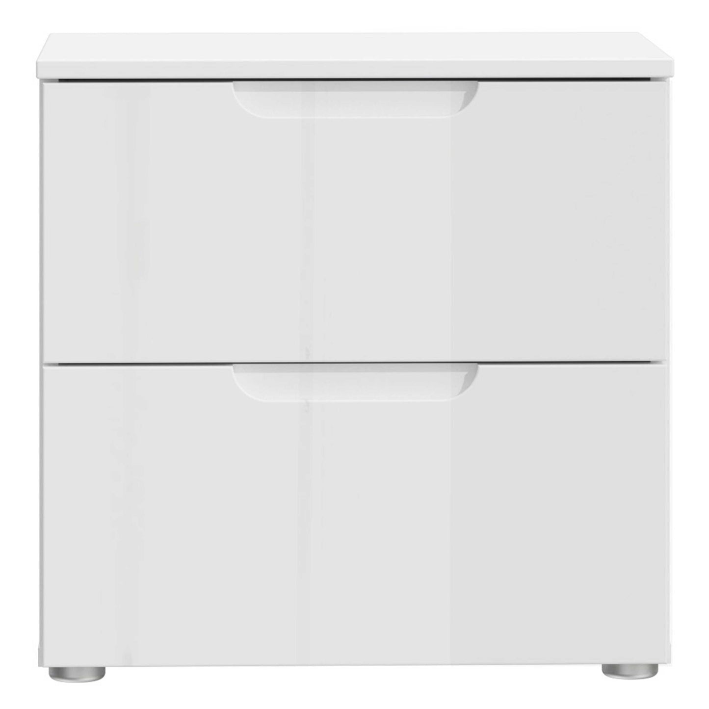 Leipzig White Gloss Bedside Table 2 Drawers