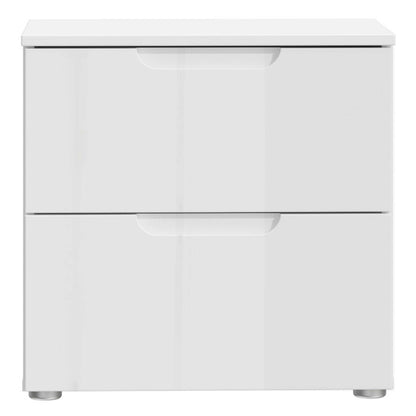 Leipzig White Gloss Bedside Table 2 Drawers