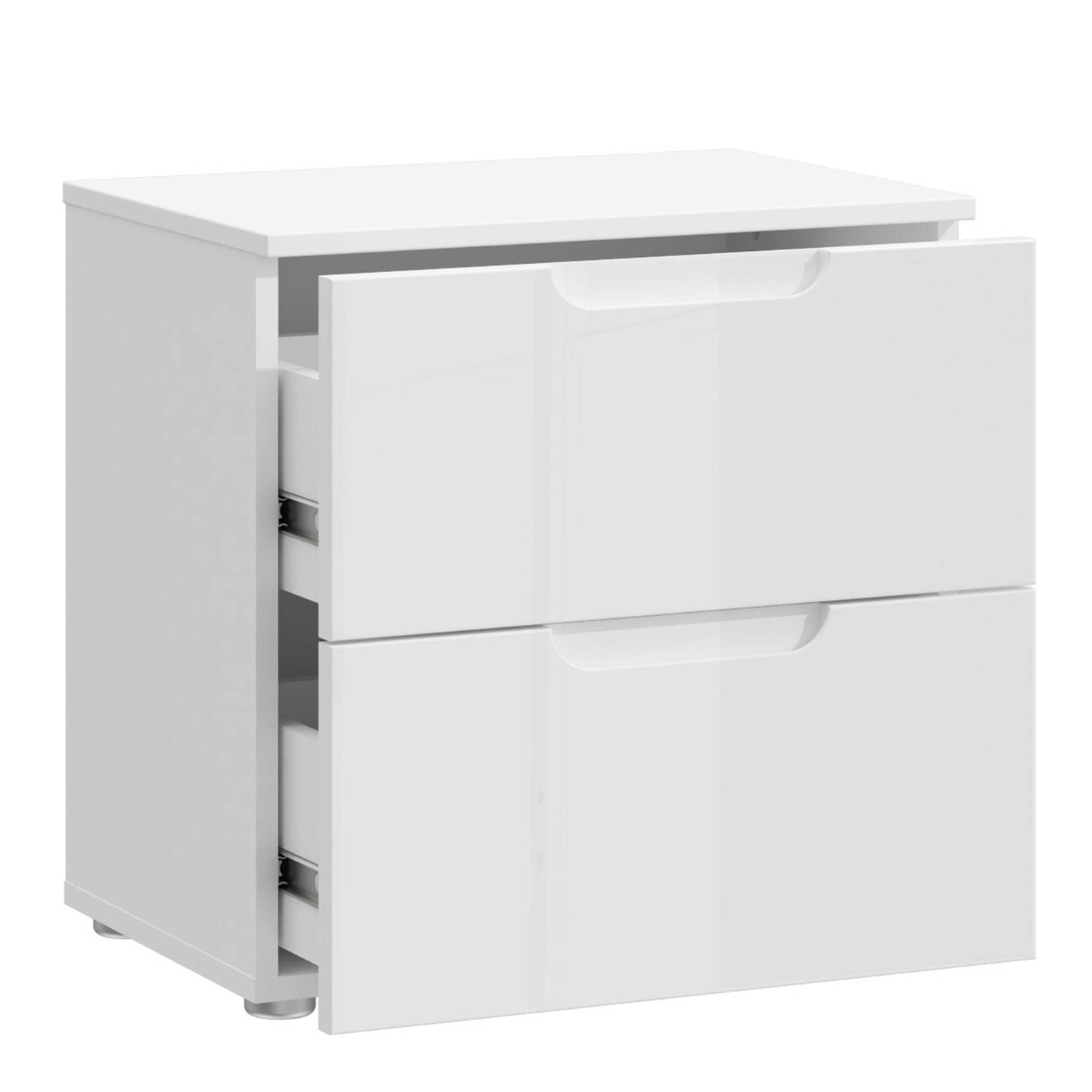 Leipzig White Gloss Bedside Table 2 Drawers