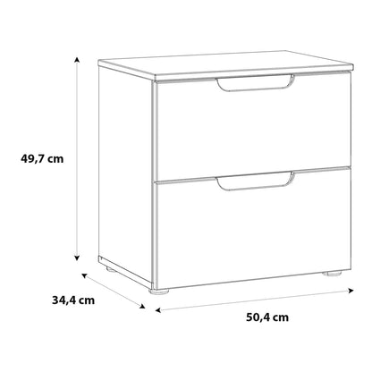 Leipzig White Gloss Bedside Table 2 Drawers