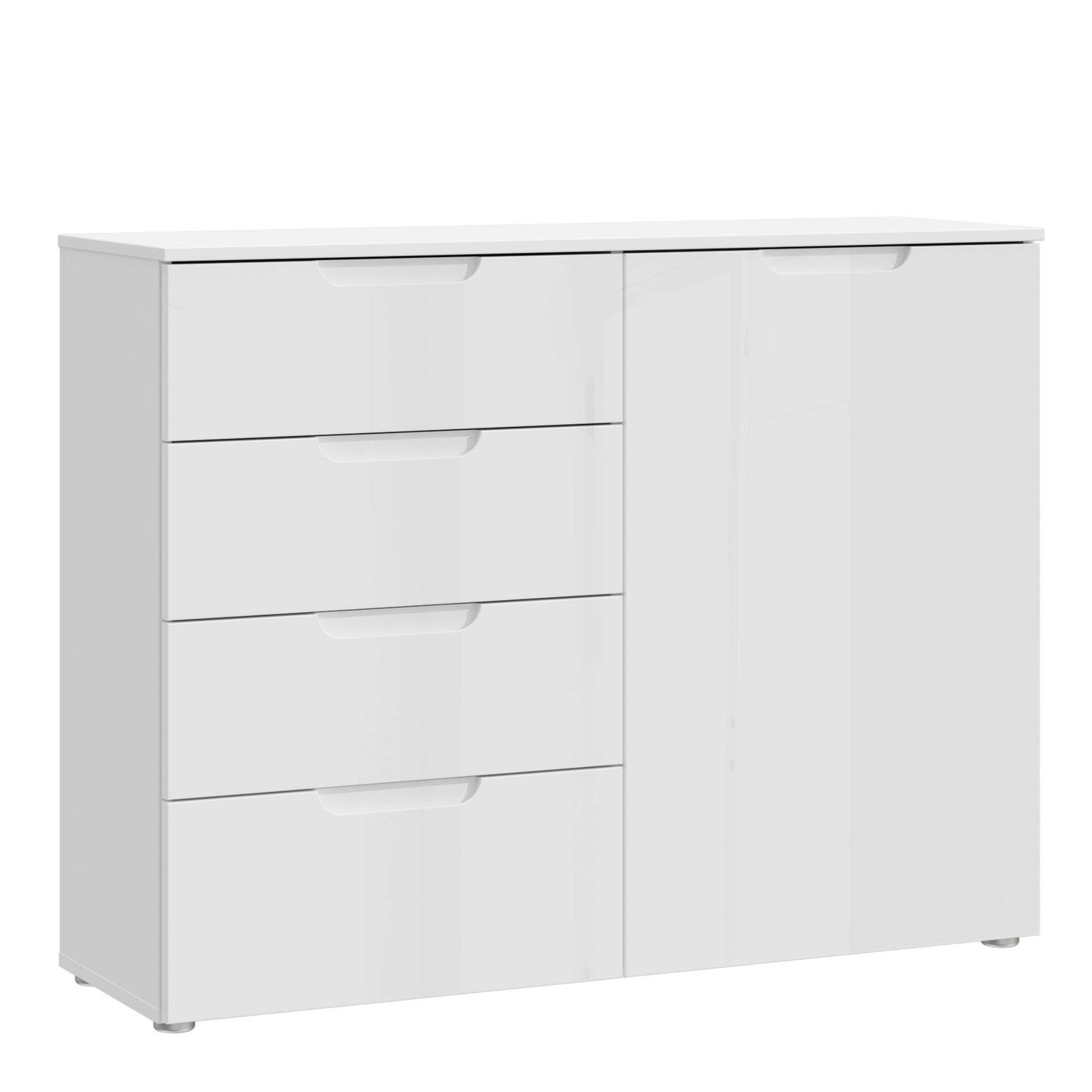 Leipzig White Gloss Chest of 4 Drawers 1 Door