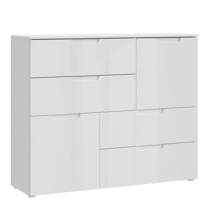 Leipzig White Gloss Chest of 4 Drawers 2 Doors