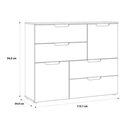 Leipzig White Gloss Chest of 4 Drawers 2 Doors