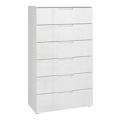 Leipzig White Gloss Tall Chest of 6 Drawers