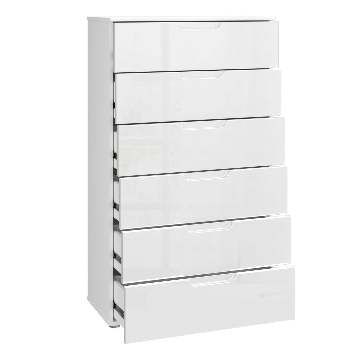 Leipzig White Gloss Tall Chest of 6 Drawers