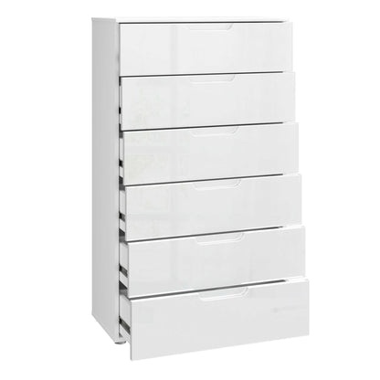 Leipzig White Gloss Tall Chest of 6 Drawers