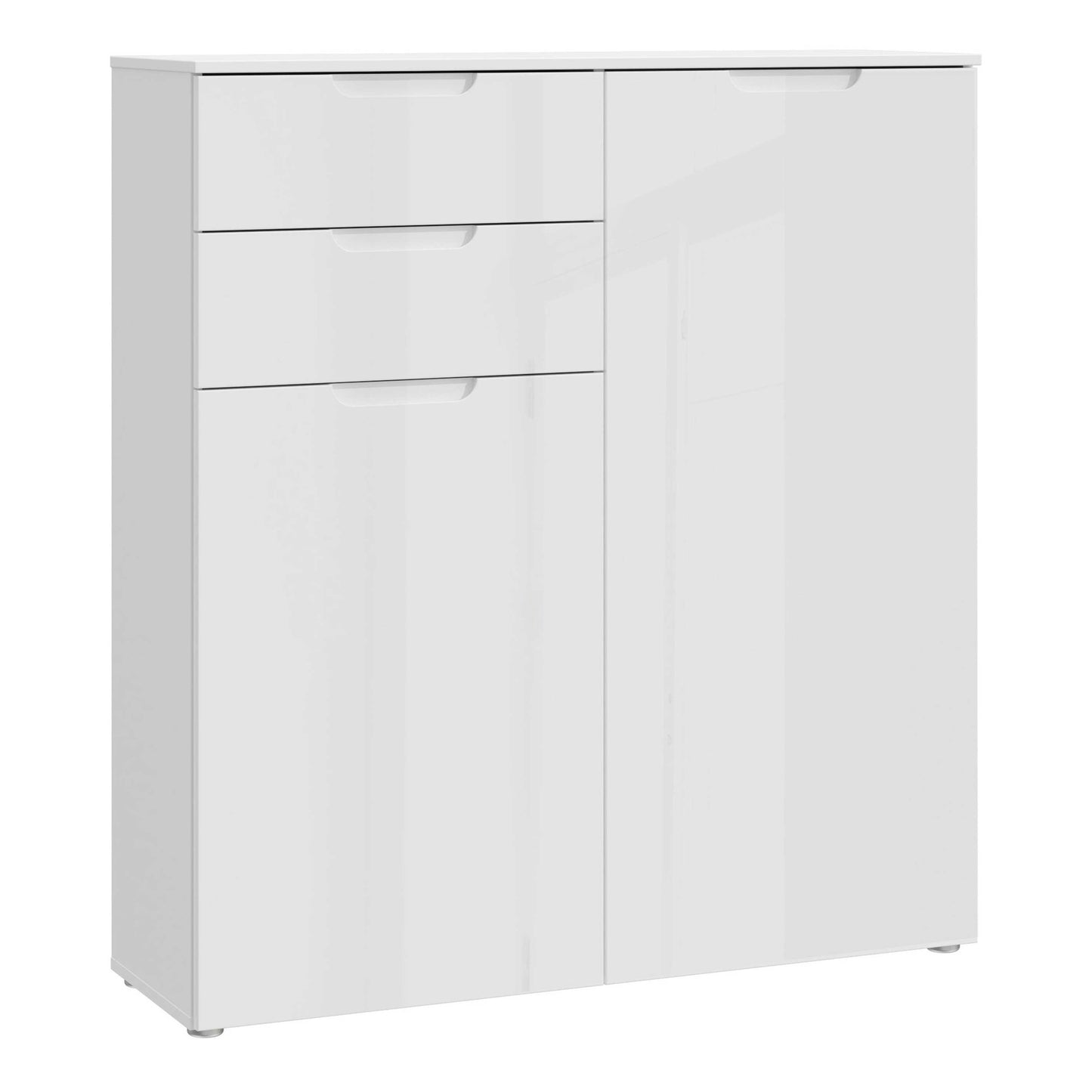 Leipzig White Gloss Chest of Drawers 2 Doors 2 Drawers