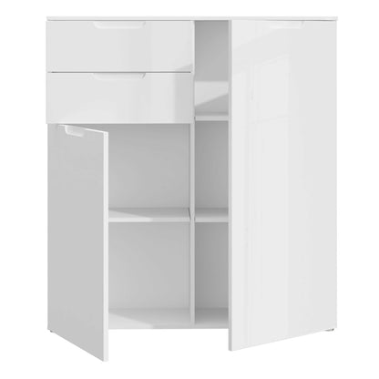 Leipzig White Gloss Chest of Drawers 2 Doors 2 Drawers