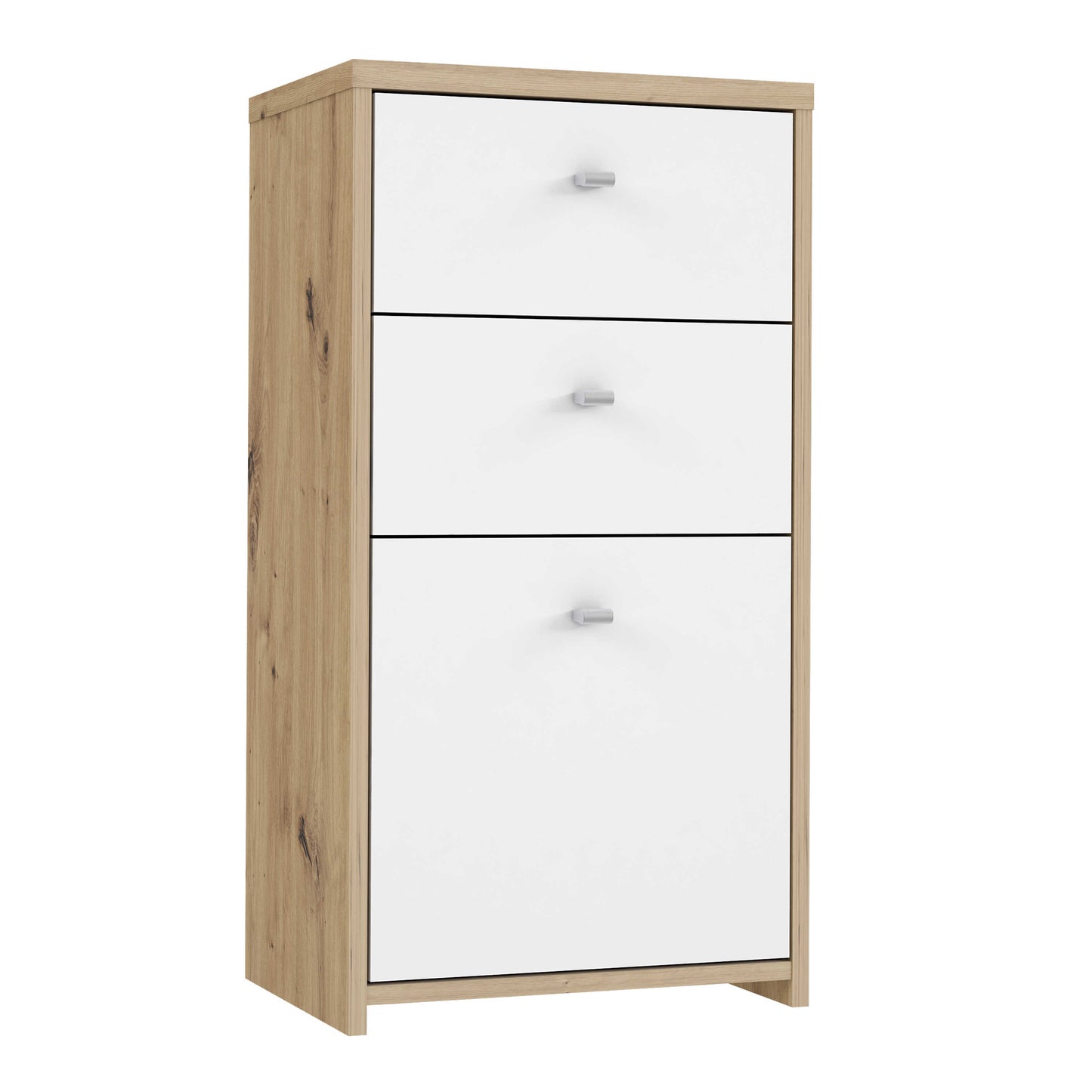 Willowmere White and Natural Artisan Wood Chest Storage Cabinet 2 Drawers 1 Door