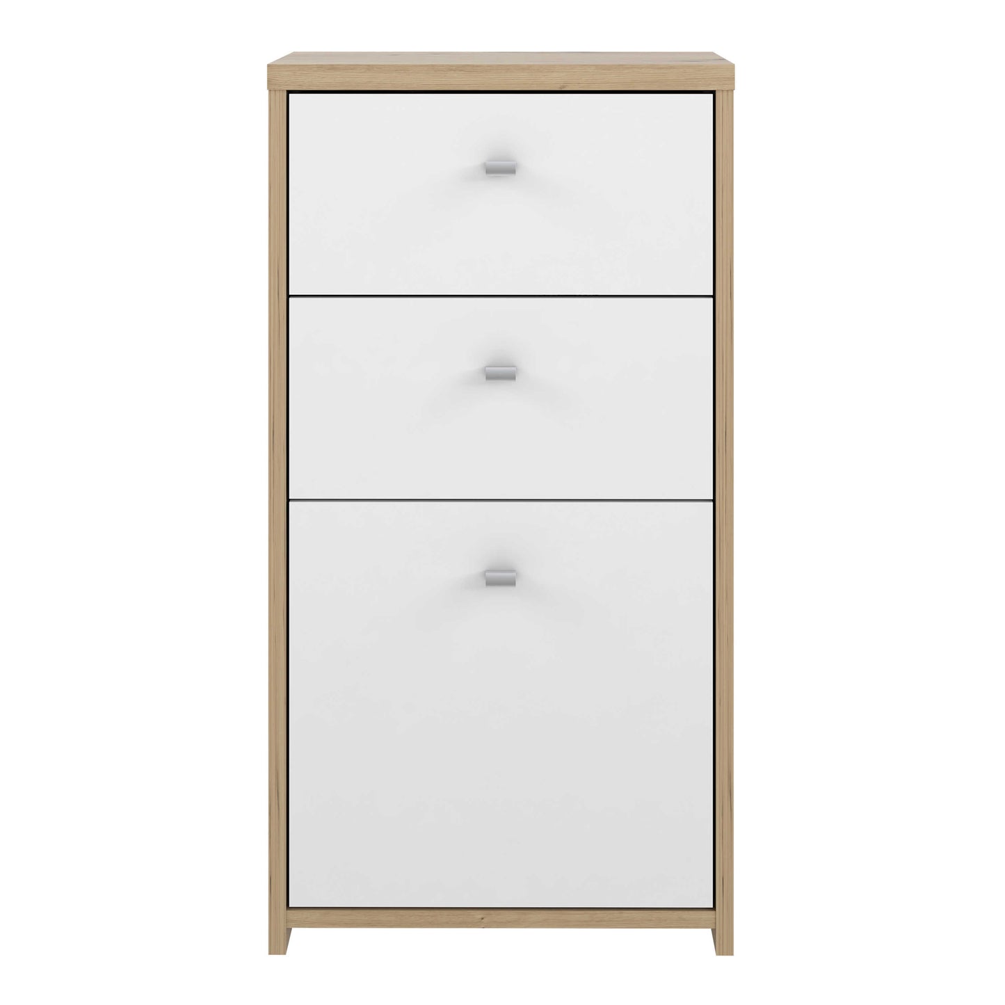 Willowmere White and Natural Artisan Wood Chest Storage Cabinet 2 Drawers 1 Door