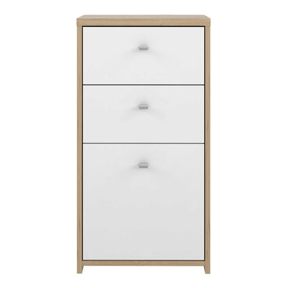 Willowmere White and Natural Artisan Wood Chest Storage Cabinet 2 Drawers 1 Door