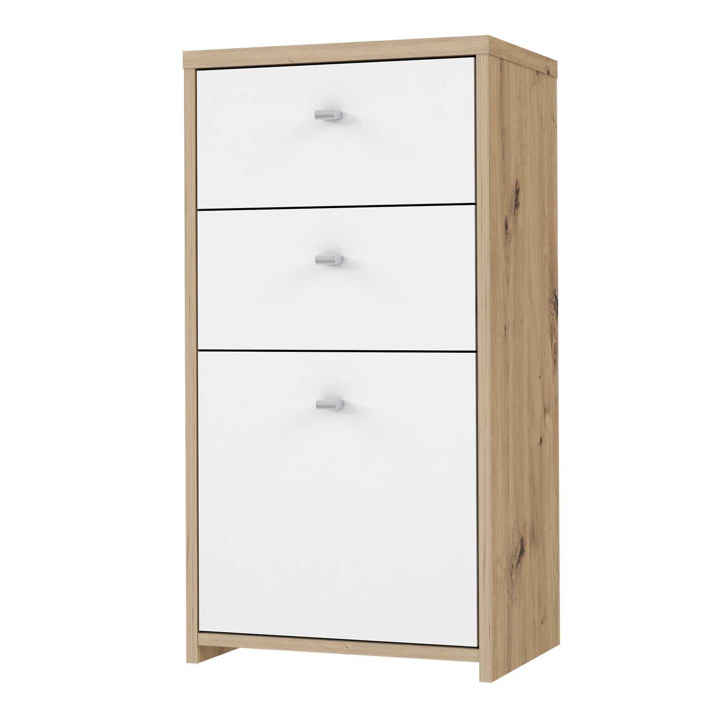 Willowmere White and Natural Artisan Wood Chest Storage Cabinet 2 Drawers 1 Door