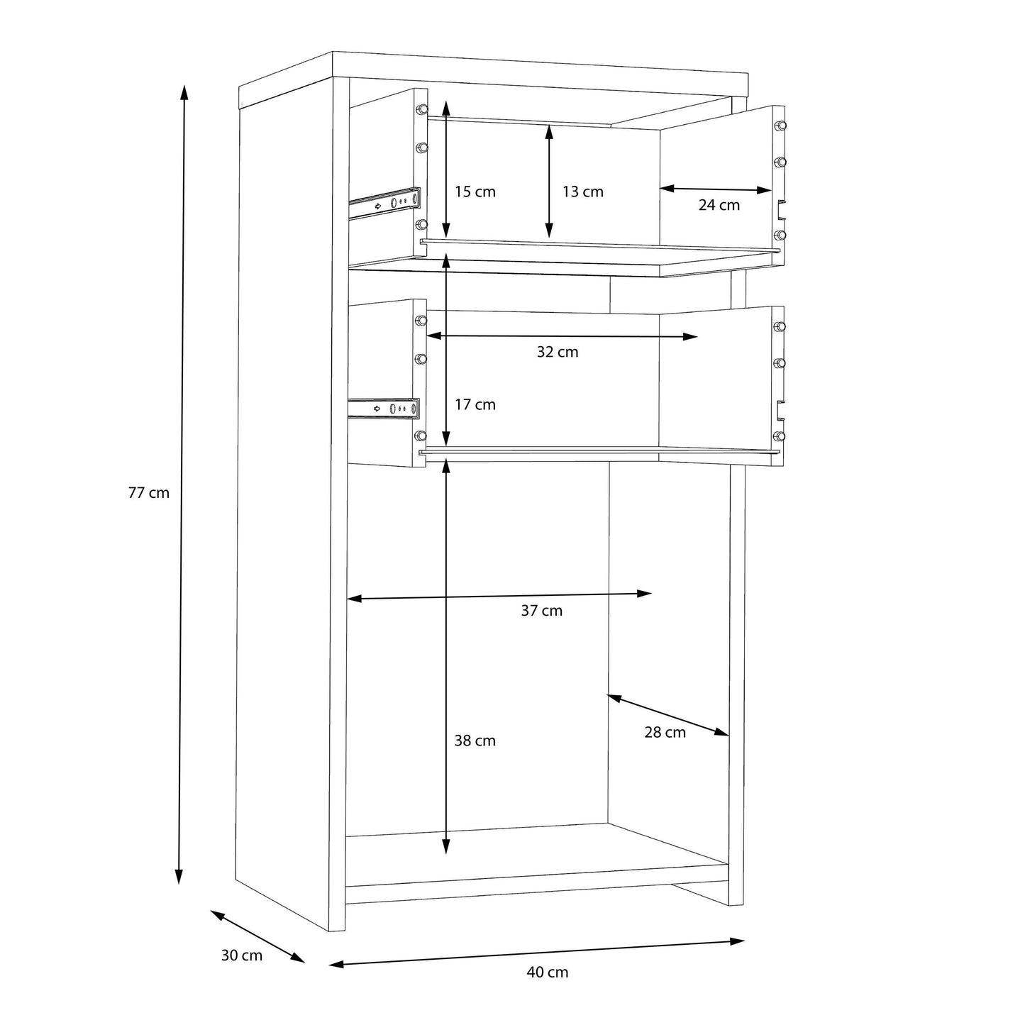 Willowmere White and Natural Artisan Wood Chest Storage Cabinet 2 Drawers 1 Door