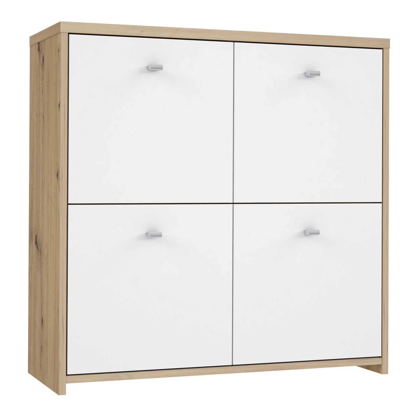 Willowmere White and Natural Artisan Wood Chest Storage Cabinet 4 Doors