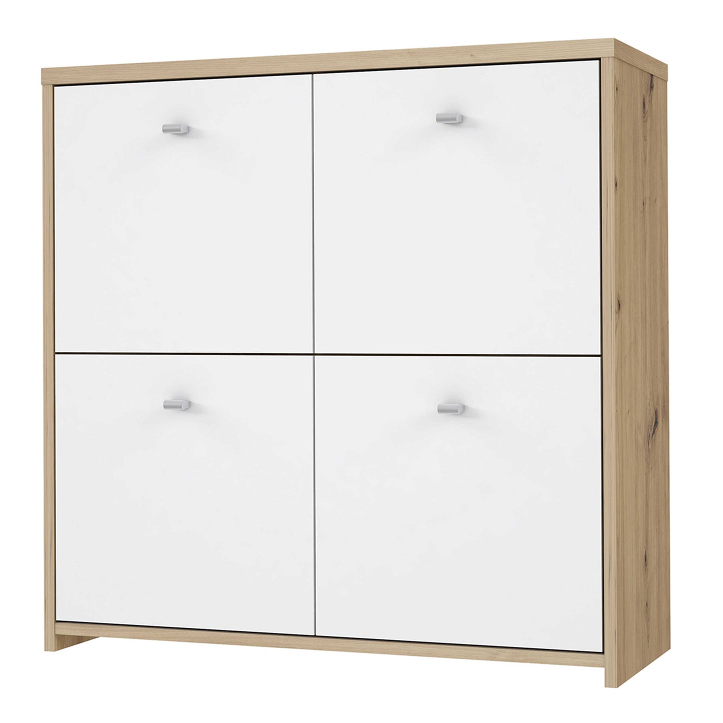 Willowmere White and Natural Artisan Wood Chest Storage Cabinet 4 Doors
