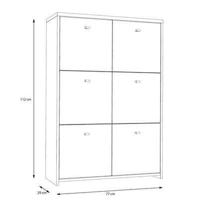 Willowmere White and Artisan Oak Wood Chest Storage Cabinet 6 Doors