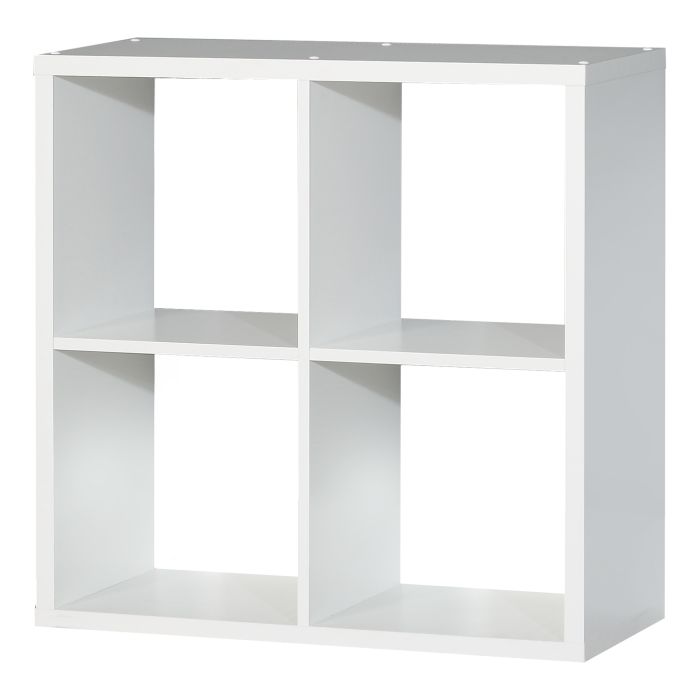Driftstone Matt White Wood 4 Cube Bookshelf Storage Unit