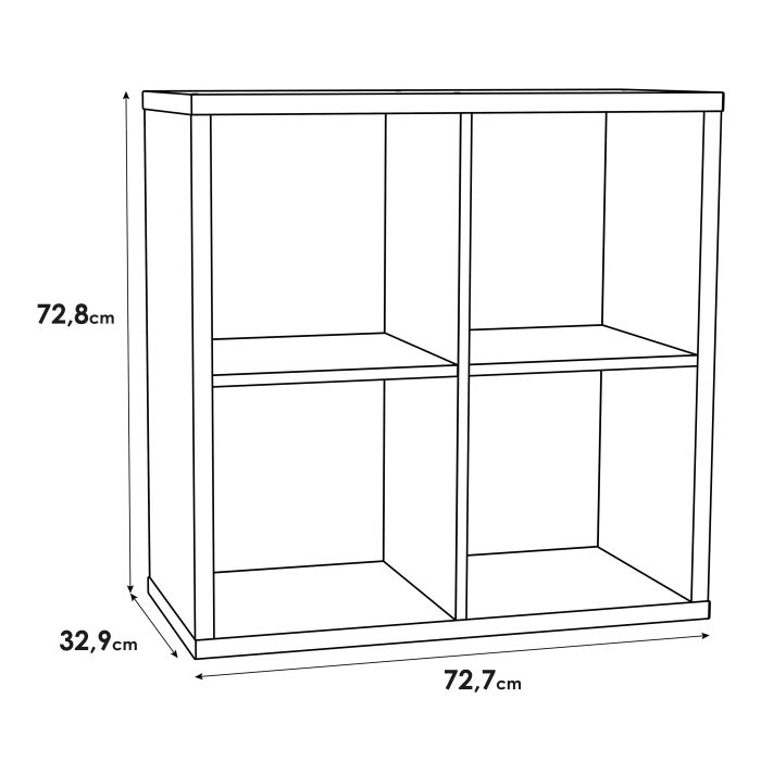 Driftstone Matt White Wood 4 Cube Bookshelf Storage Unit