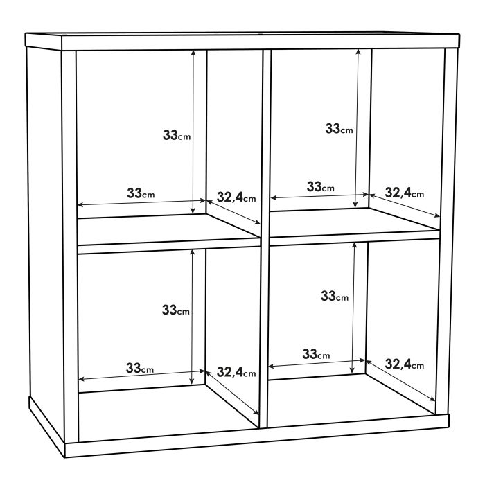 Driftstone Matt White Wood 4 Cube Bookshelf Storage Unit