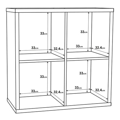 Driftstone Matt White Wood 4 Cube Bookshelf Storage Unit