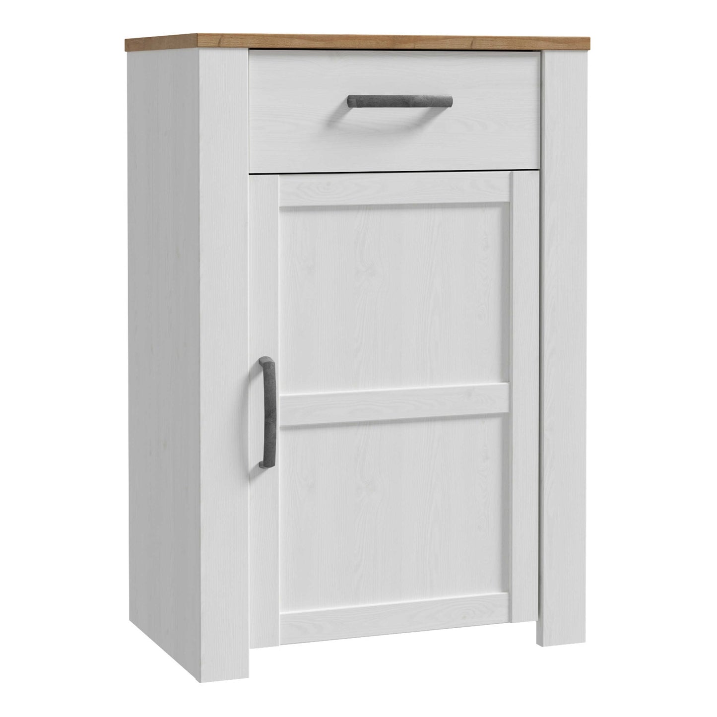 Kyoto White and Natural Oak Wood 1 Door 1 Drawer Shoe Cabinet