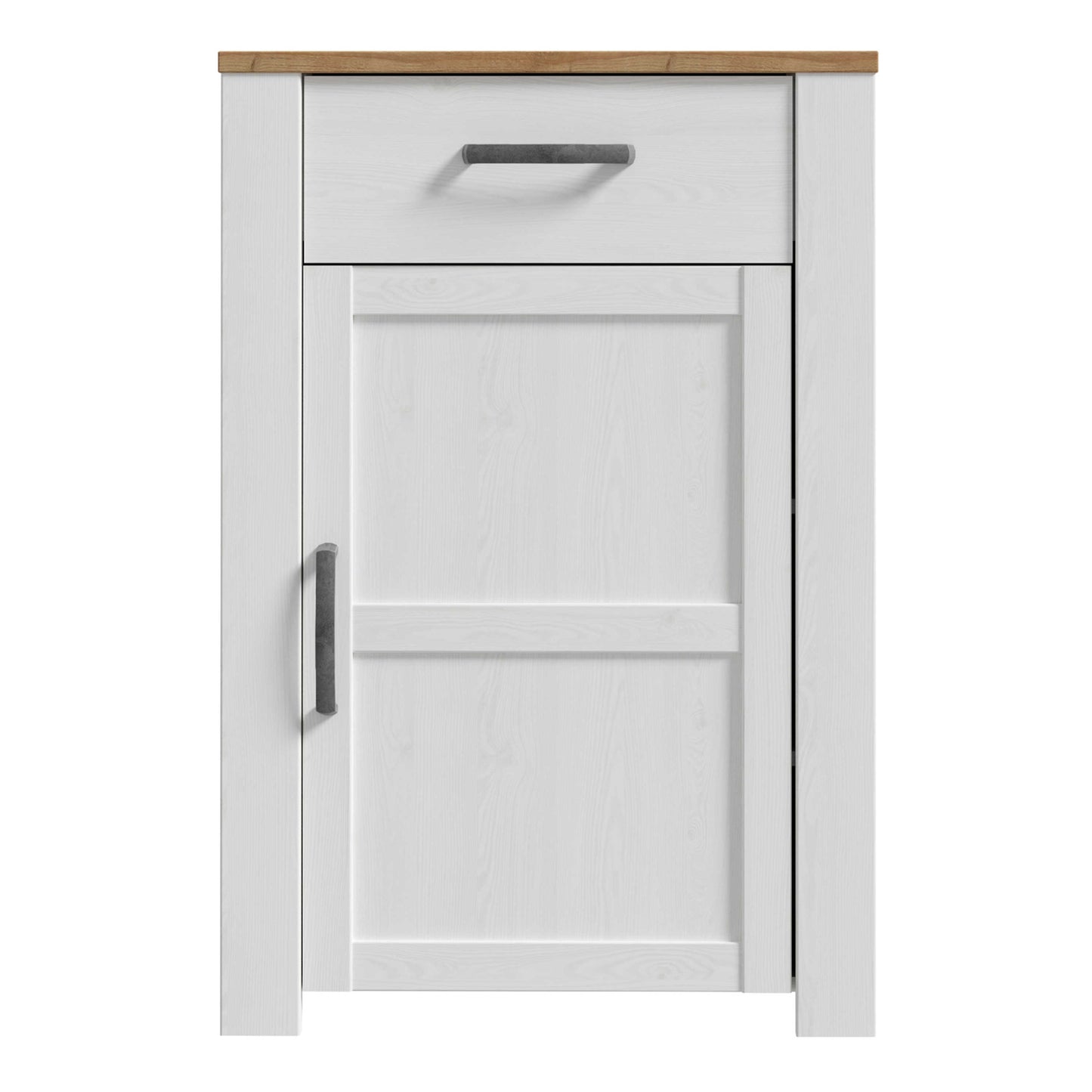 Kyoto White and Natural Oak Wood 1 Door 1 Drawer Shoe Cabinet