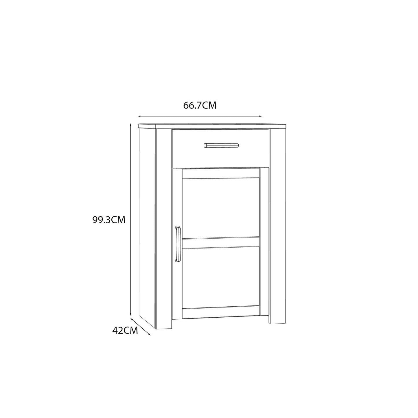 Kyoto White and Natural Oak Wood 1 Door 1 Drawer Shoe Cabinet