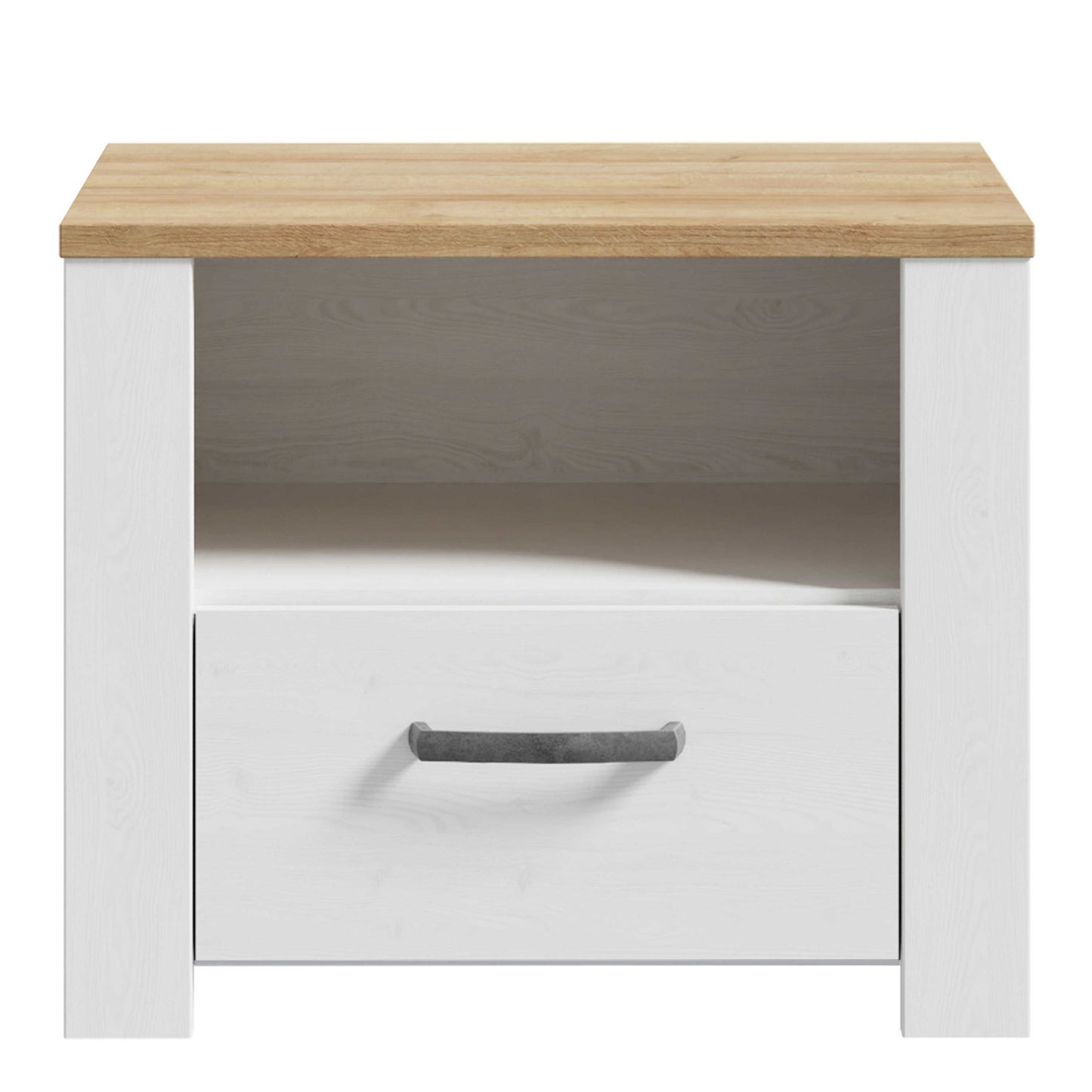 Bramblecroft White and Natural Oak Wood 1 Drawer Bedside Table
