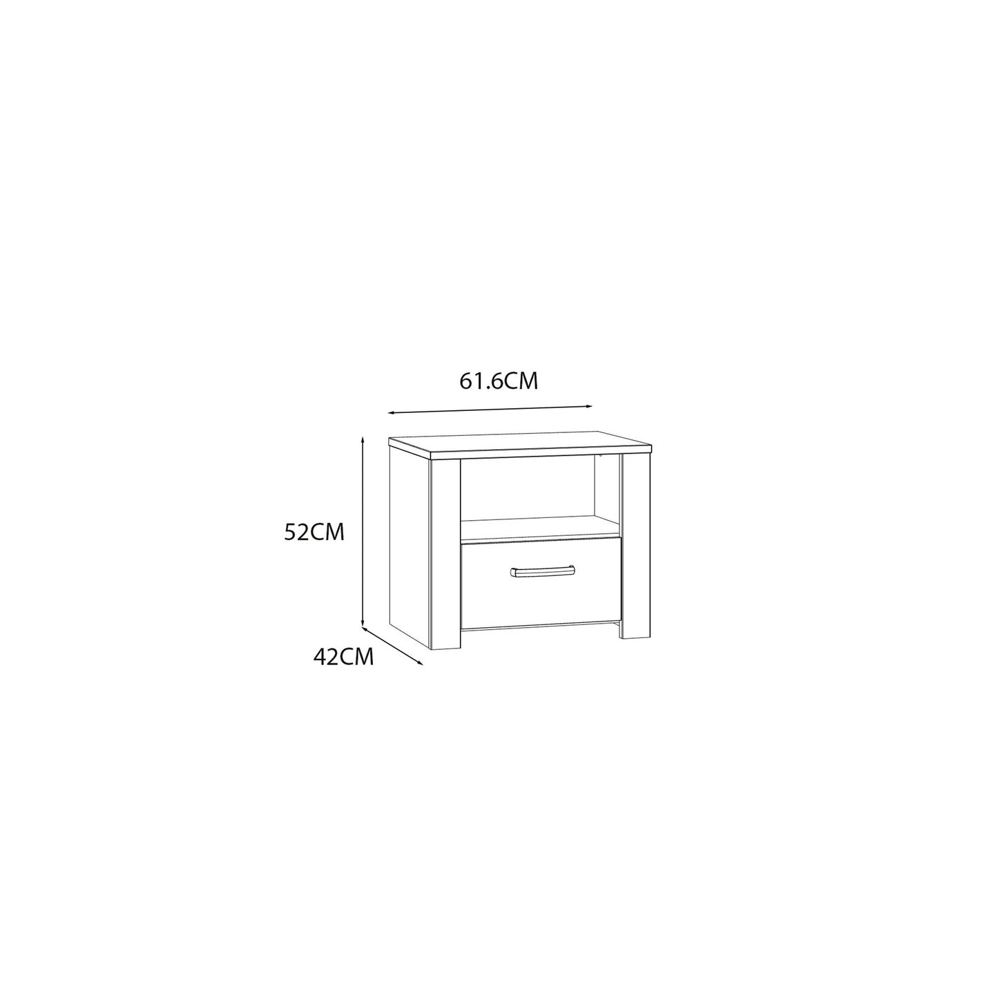 Bramblecroft White and Natural Oak Wood 1 Drawer Bedside Table