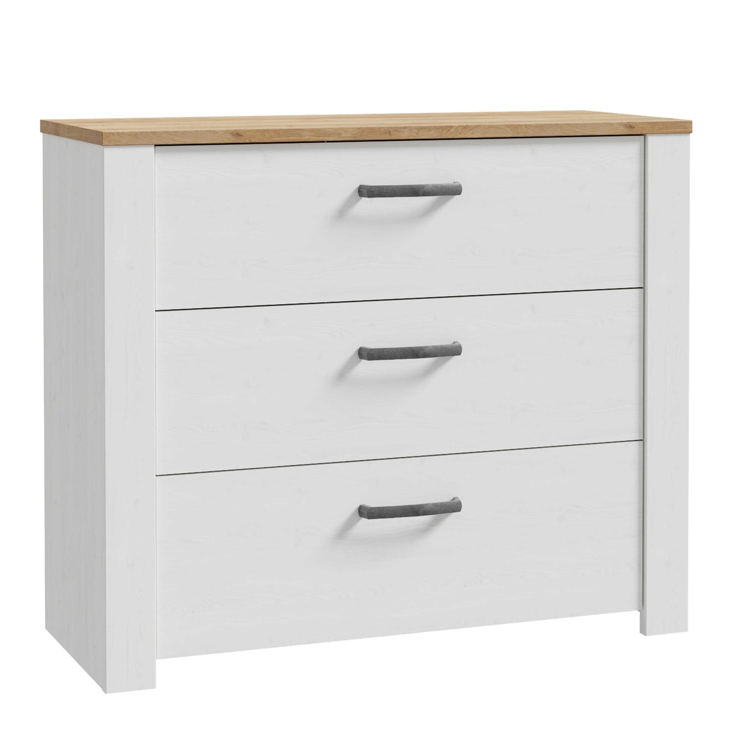 Kyoto White and Natural Oak Wood 3 Drawer Storage Chest
