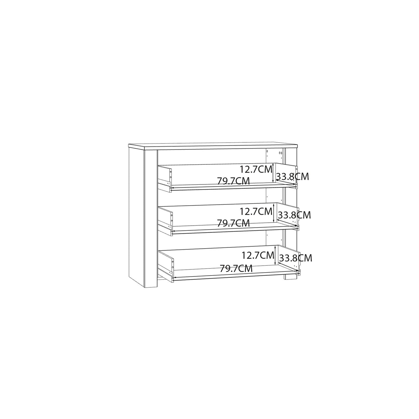 Kyoto White and Natural Oak Wood 3 Drawer Storage Chest