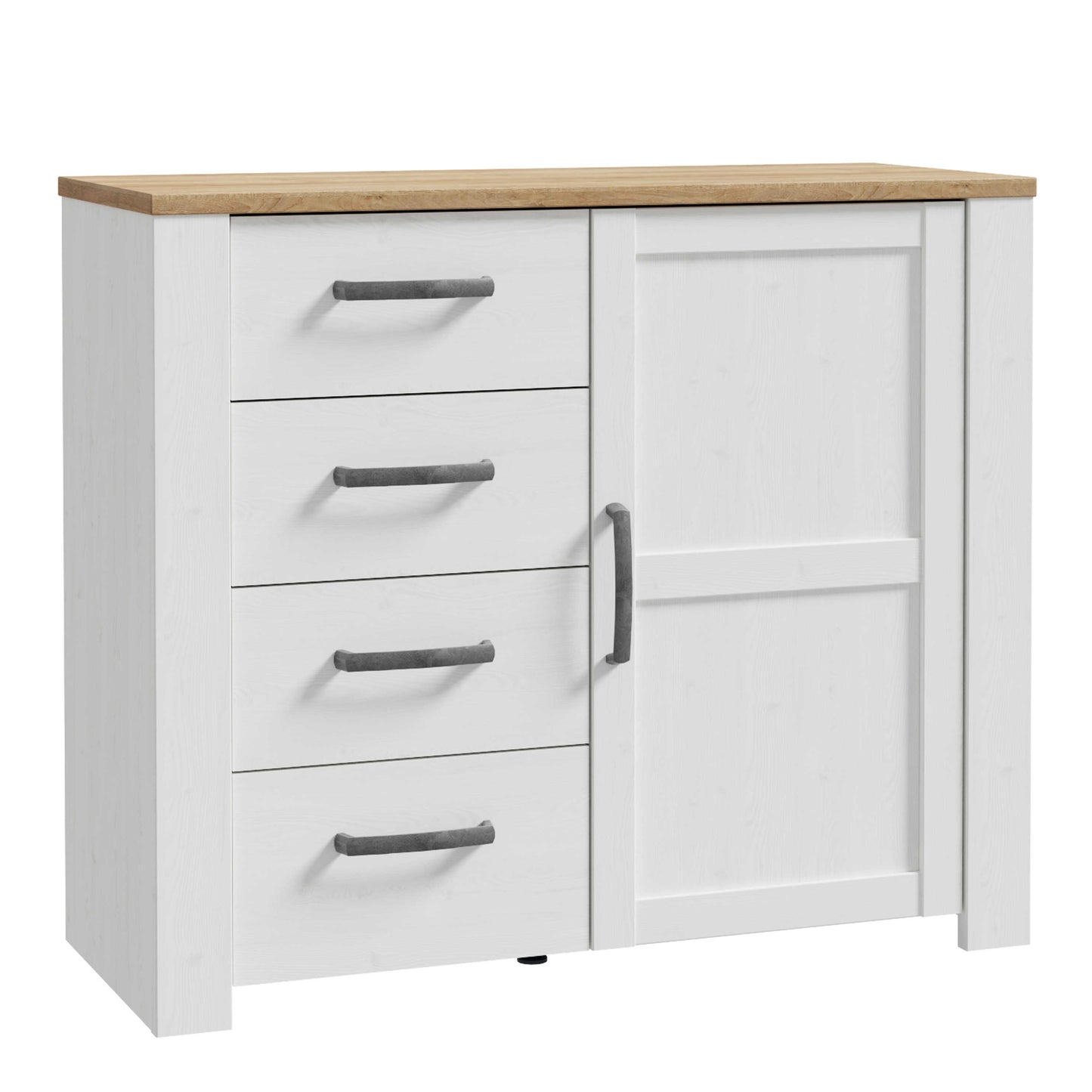 Salzburg 1 Door 4 Drawer Chest in White and Natural Oak
