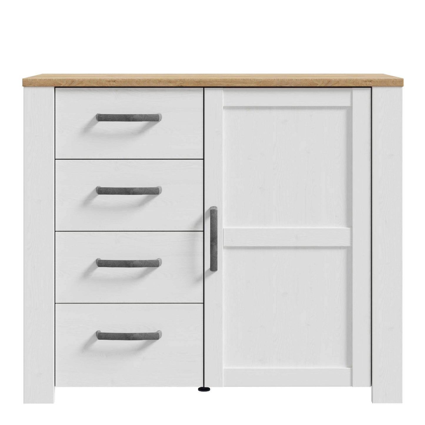 Salzburg 1 Door 4 Drawer Chest in White and Natural Oak