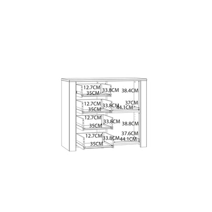 Salzburg 1 Door 4 Drawer Chest in White and Natural Oak