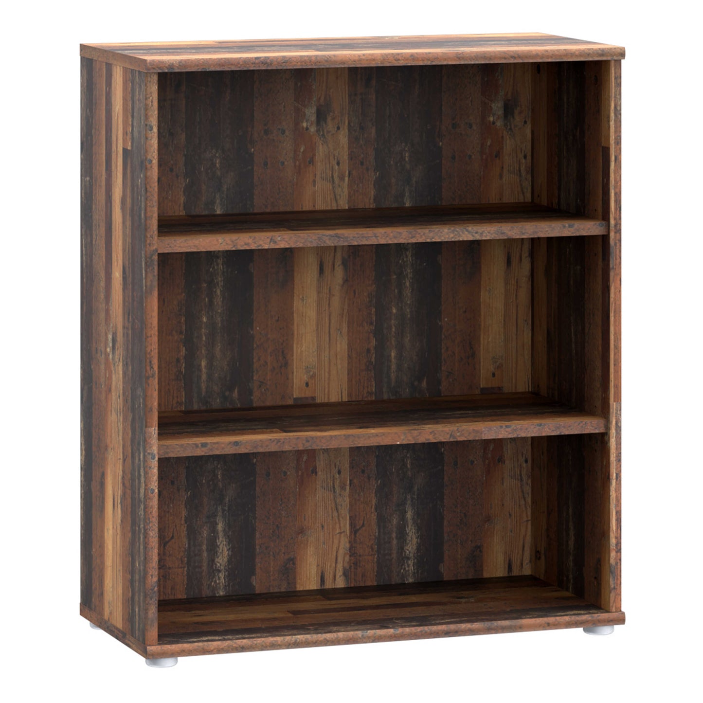 Bucharest Low Wide 2 Shelf Vintage Oak Wooden Bookcase